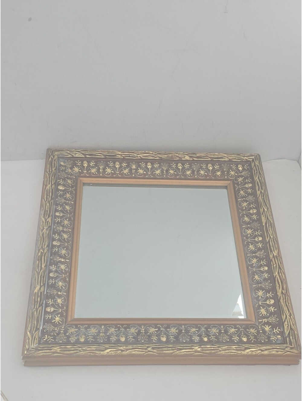 Vintage Style 14x14 Ornate Square Wall Mirror Gold Floral Decorative Frame